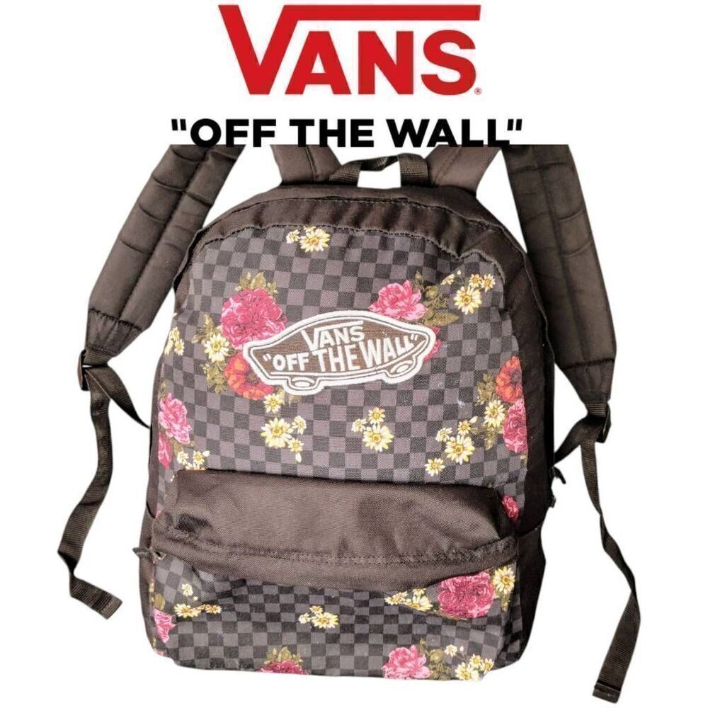 Vans Off The Wall Floral Checked Standard Size Book Bag Travel School Backpack